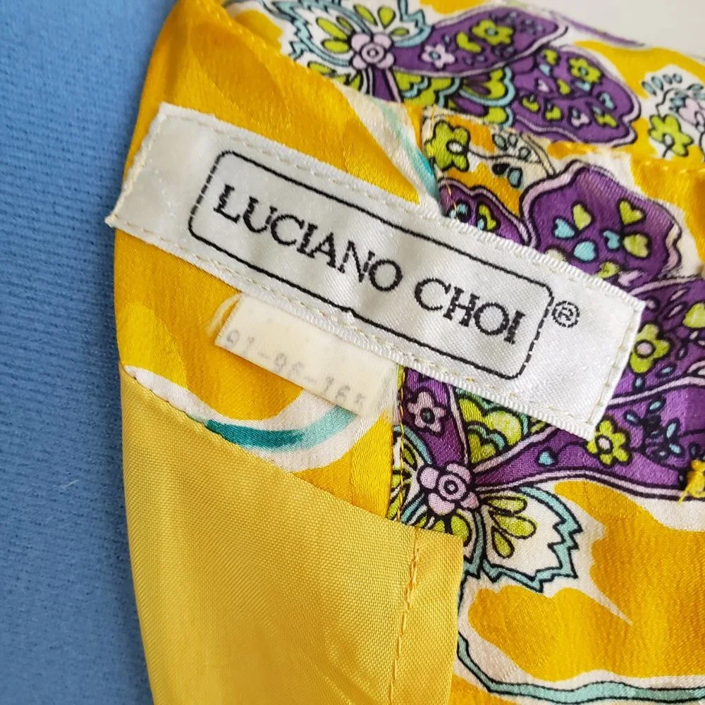 Vintage 80s/90s Luciano Choi 100% Silk Dress with matching scarf - Picture 7 of 15